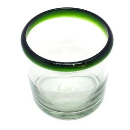 Emerald Green Rim 8 oz DOF Rock Glasses (set of 6)